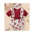 thumbnail image 2 of Chollius Baby Girls Romper Outfit Sunflower Printing Splicing Fake Two Pieces Bow Decor Short Sleeve Jumpsuit and Headwear, 2 of 9