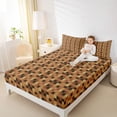 thumbnail image 4 of Feelyou Pixelated Blocks Miners Full Size Sheets, Brown Abstract Bed Sheets, 4-Piece, 4 of 7