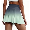 thumbnail image 6 of Domzest Women's Pleated Athletic Skirts High Waisted Gradient Tennis Skirt with Built-in Shorts for Golf Running Workout Cyan XL, 6 of 6