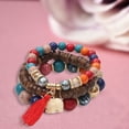 thumbnail image 1 of opvise 3 Pcs Tassel Wooden Beads Resin Combination Bracelet Gift Jewelry Accessories, 1 of 7