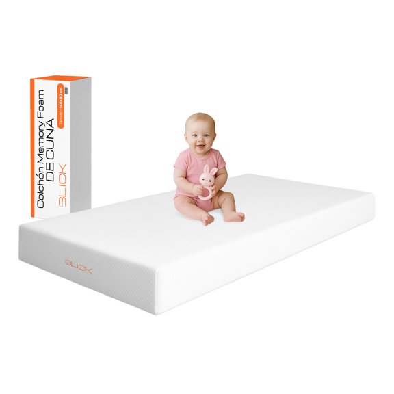 Colchon De Cuna Memory Foam 140 X 80 x 15 Cm Grande Hipoalergénico Antibacterial 30 Kg Caja Blick Color Blanco