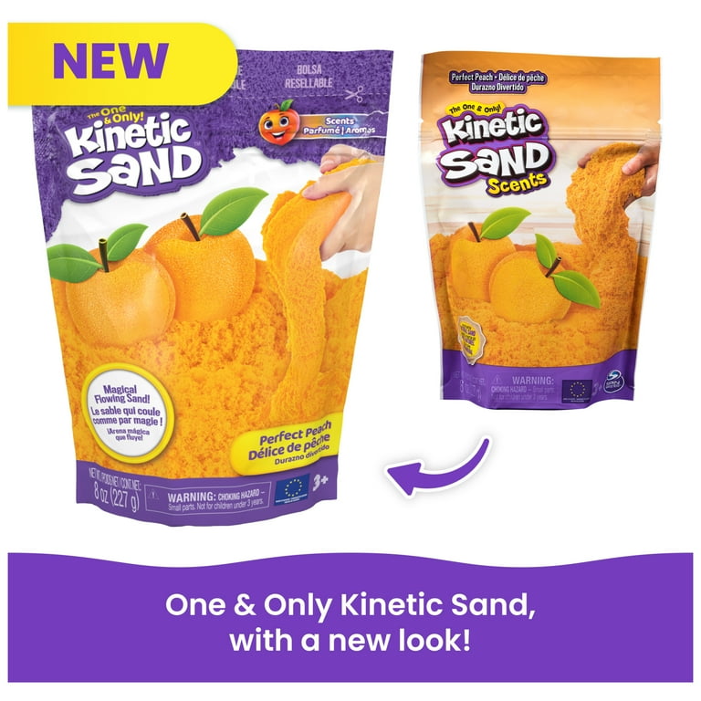 Kinetic Sand, 8oz Perfect Peach Scented Play Sand (Packaging May