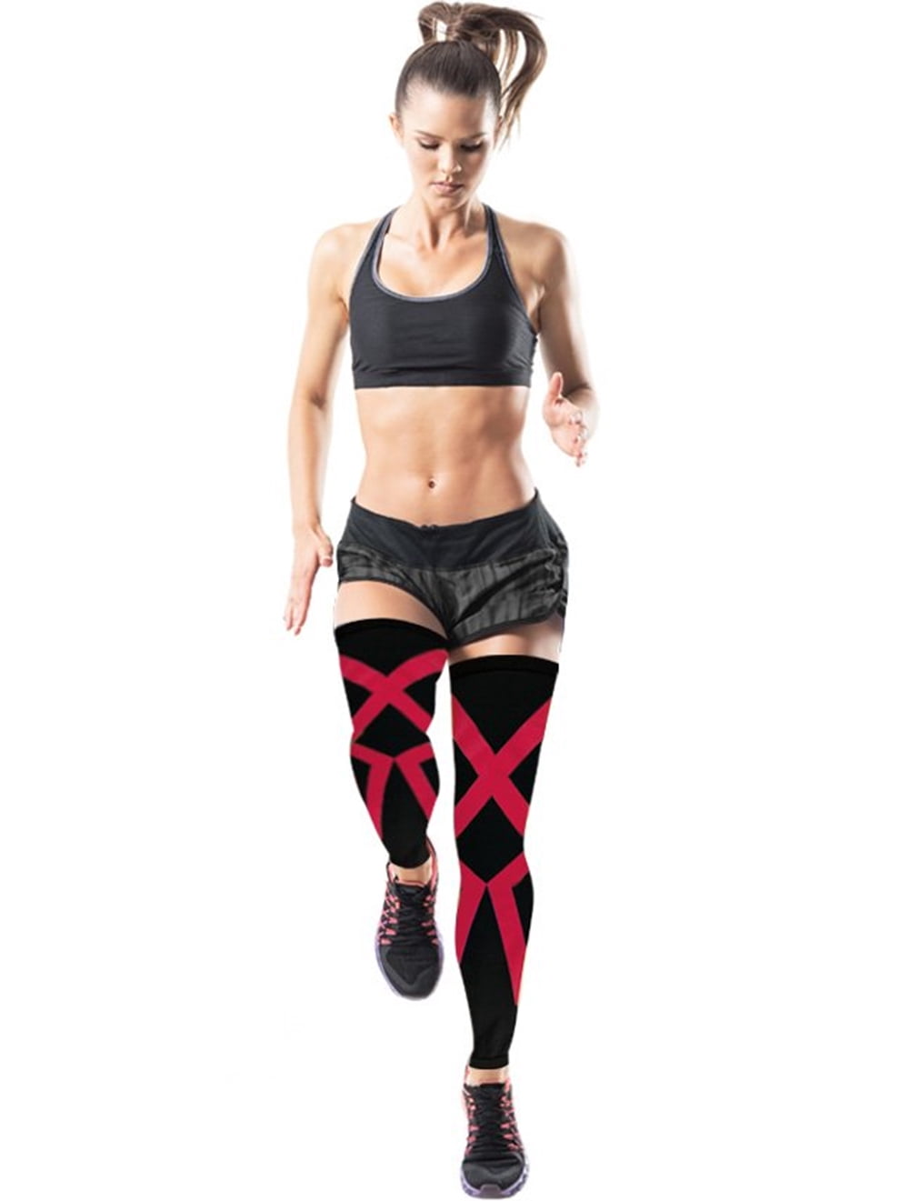 Sports Recovery Compression Full Leg Sleeves (X-Large, Red)