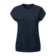 thumbnail image 4 of GERsome Sweatshirt for Women Crewneck Short Sleeve Lightweight Casual Travel Pullover Tops with Pockets Navy M, 4 of 6