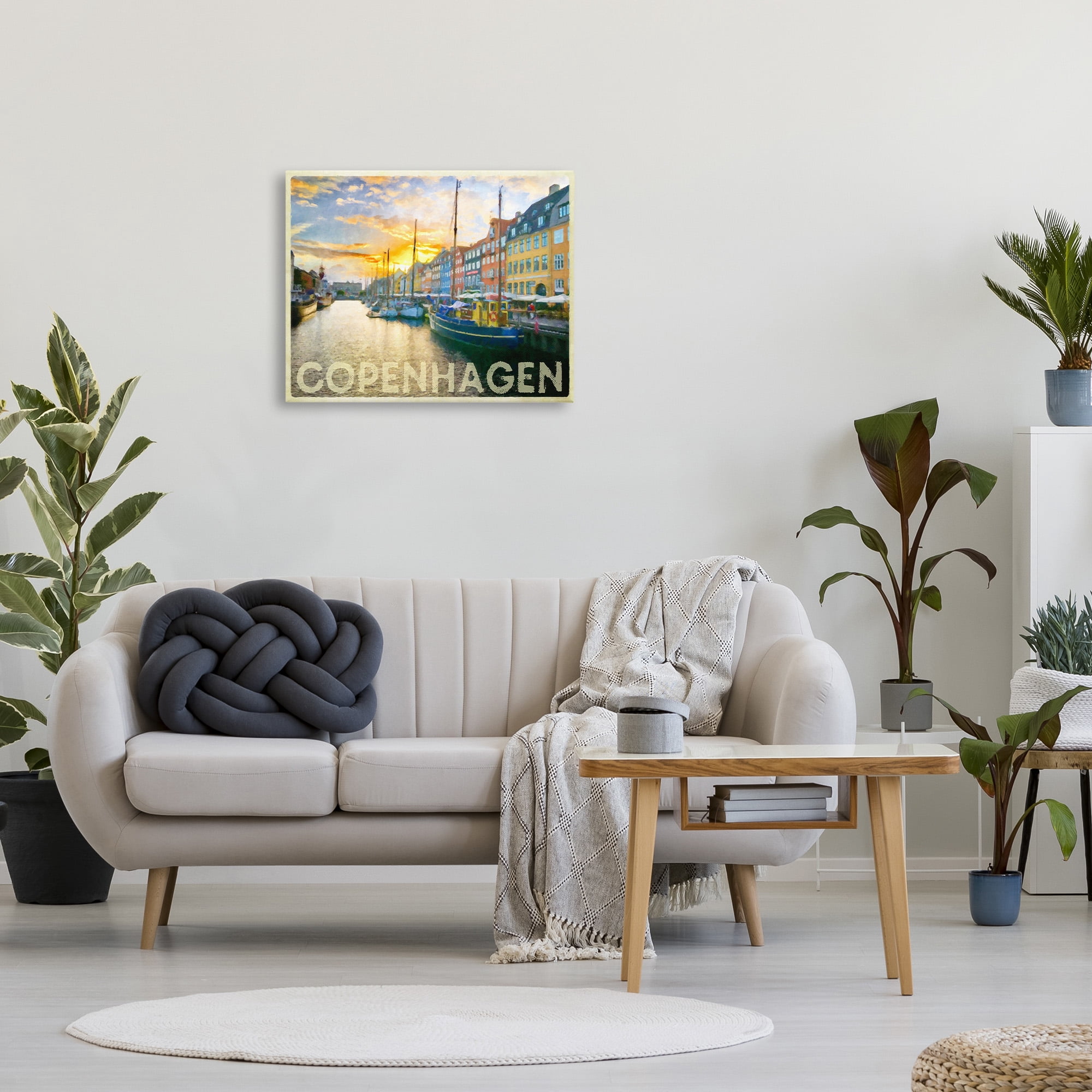 Stupell Industries Copenhagen Canal Boats Transportation Painting Gallery Wrapped Canvas Art Print Wall Art, 30 x 24
