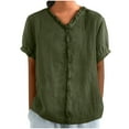 thumbnail image 1 of Camisas de Manga Corta para las Mujeres Casual V-Cuello Sólido Encaje Blusa Superior, Camisa de Verano de Moda para Diario Y Fiesta, 1 of 6