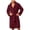 Wine, variant on SHTXOZHI Fleece Bathrobes for Men Long Sleeve Warm Robes Winter Tie Belt Solid Color Sleepwear Layering Homewear