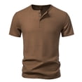 thumbnail image 4 of Bosfbaoi Henley Shirts For Men Waffle Knit Men's Shirts Solid Color Slim Fit Tops Button Placket Casual Tee, 4 of 9
