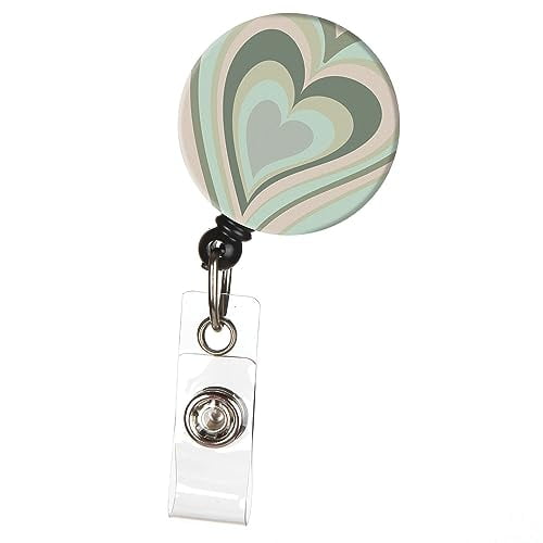 ID Avenue Retractable Badge Holder 32" Nurse Badge Reel for Doctors Nurses Teachers Students with 360° Swivel Alligator Clip (Boho Heart)