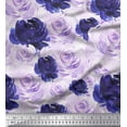 thumbnail image 1 of Soimoi Purple Heavy Satin Fabric Grandiflora Roses Floral Print Fabric by the Yard 56 Inch Wide, 1 of 3
