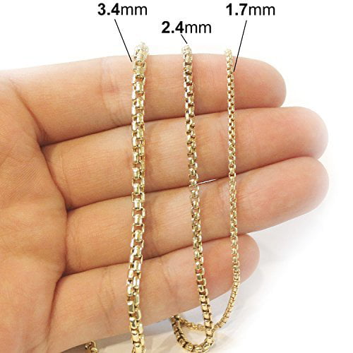 14K Yellow Gold Round Box Chain Necklace 16 24 