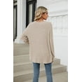thumbnail image 3 of Women's Long Sleeve Knit Sweater Open Front Cardigan Button Loose Outerwear Tie Front Knot Tops, 3 of 3