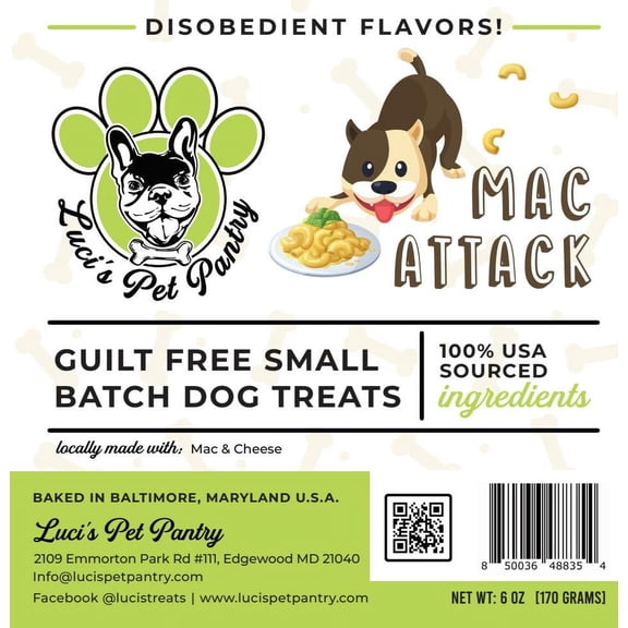 Mac Attack "Cheesy Mac & Cheese Biscuits" Dog & Puppy Treats! 6 oz. Treat Bag of Yummy Goodness!