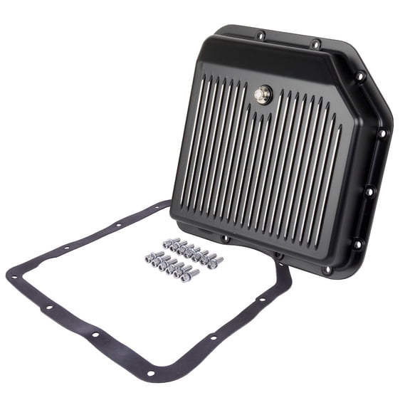 JEGS 61180 Aluminum Transmission Pan GM TH350 Overall Depth: 2-1/4 Black Finned