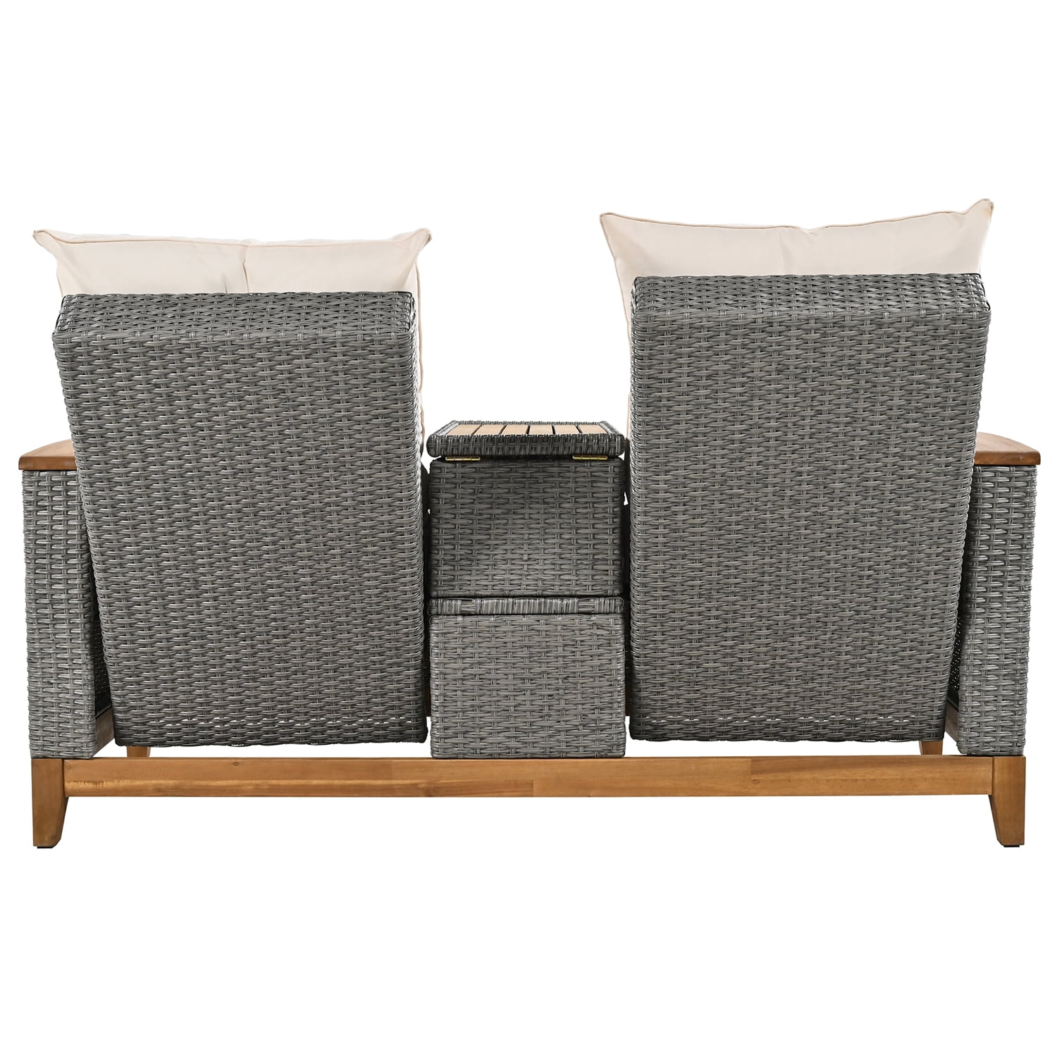 Kadyn Outdoor Comfort Adjustable Loveseat, Armrest with Storage Space, Loveseat Sofa Chairs for Courtyards, Beige Kadyn Outdoor Comfort Adjustable Loveseat, Armrest with Storage Space, Loveseat Sofa Chairs for Courtyards, Beige
