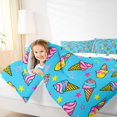 thumbnail image 3 of Manfei Cute Cartoon Ice Cream King Size Comforter Sets,Kawaii Stars Comforters King Size,Blue,Polkadot Reversible,3-Piece,1 Comforter and 2 Pillowcases, 3 of 7