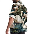 thumbnail image 3 of Swan Men's Casual Poplin Button Down Short Sleeve Hawaiian Beach Shirt, 3 of 6