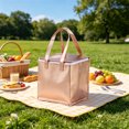 thumbnail image 4 of Scheam Large Insulated Pizza Bag Rose Gold Aluminum Foil Cake Thermal Bags with Zipper and Handles Portable Food Storage Delivery Bag,Reusable for Camping Picnic Takeaway 1Pcs, 4 of 7