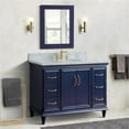 thumbnail image 2 of 49 in. Single Wooden Vanity  Blue with White Carrara Marble Oval Sink, 2 of 14