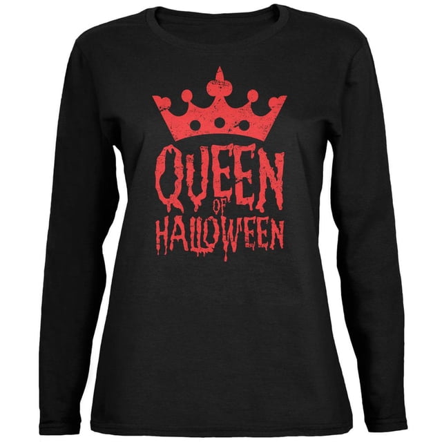 Halloween Reine d'Halloween T-Shirt Noir à Manches Longues pour Femmes