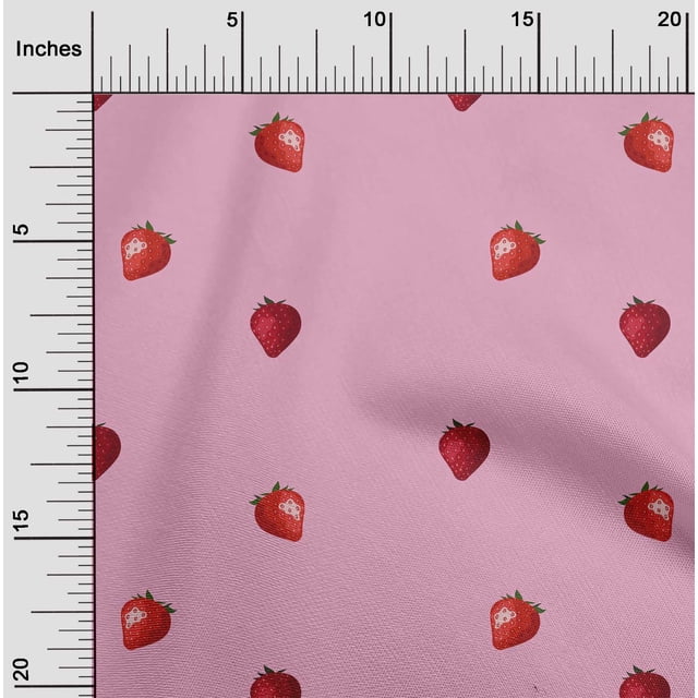 oneOone Tissu Popeline de Coton Motif Fraise, 56 Pouces de Large