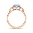 thumbnail image 2 of ANGARA Natural Round 1.6 ct Aquamarine and Diamond Three Stone Engagement Ring in 14K Rose Gold for Women (Size-8mm) | March Birthstone, Anniversary, Jewelry Gift for Women | Natural Aquamarine Ring, 2 of 10