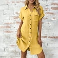 thumbnail image 2 of Horkkom Mini Dresses for Women Button Down Short Sleeve Shirt Dresses Summer Beach Sundresses with Pocket XL, 2 of 8