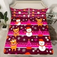 thumbnail image 2 of Manfei Teens Christmas Snowman Bed Sheets, Snowflake Xmas Tree King Sheets, Cartoon Rustic Deer Sheet Set, Luxury Bedroom Decor, 4 Pieces, 2 of 7