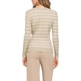 thumbnail image 3 of INSPIRE CHIC Casual Sweater for Women's Striped Round Neck Hollow Work Fall Winter Trendy Sweaters S Beige, 3 of 5