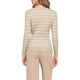 thumbnail image 3 of Suéter Casual INSPIRE CHIC para Mujer, de Cuello Redondo, Rayas, Diseño Hueco, Tendencia Otoño Invierno, Color Beige, 3 of 5