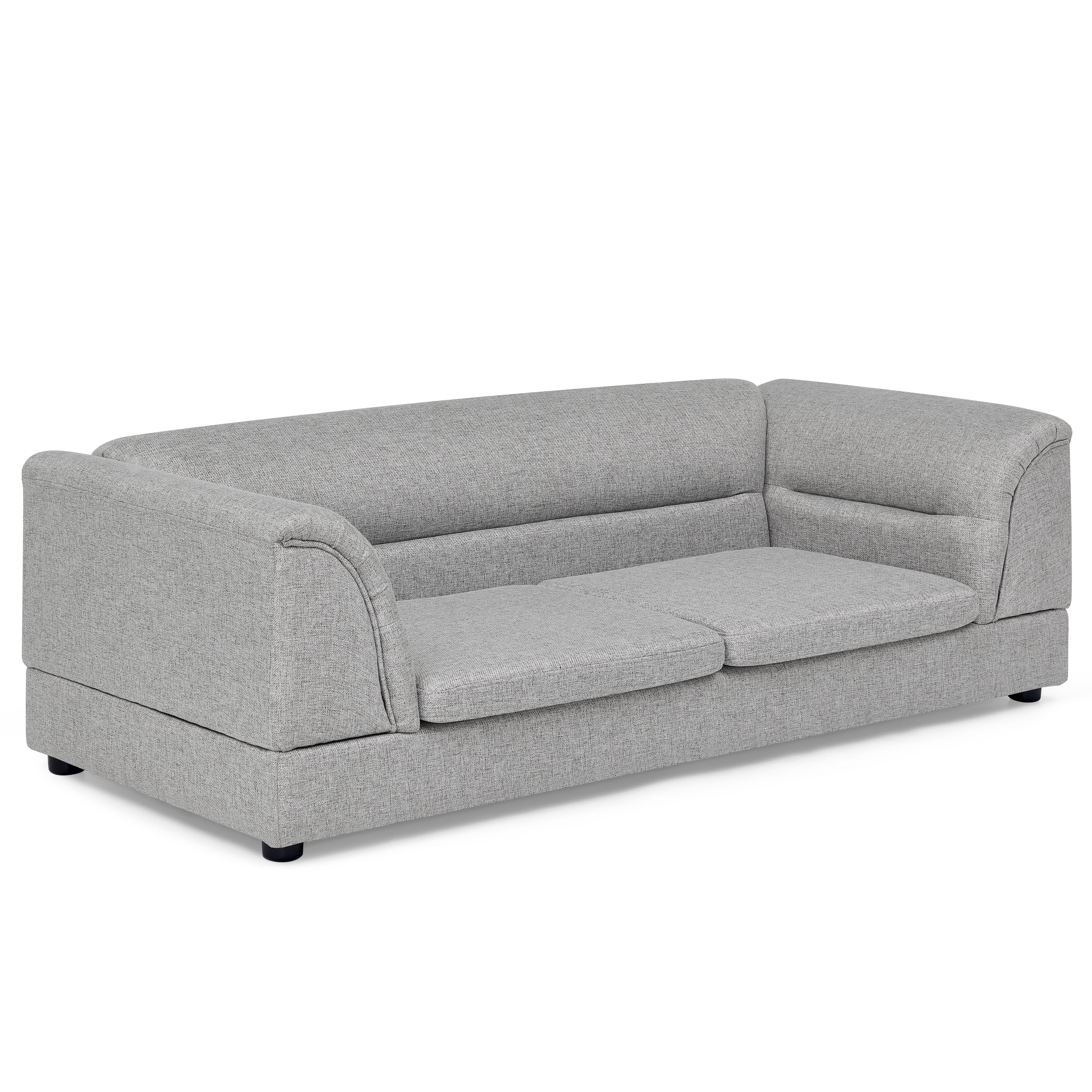 Oversized Pet Sofa, Curved Armrest Rectangular Dog Sofa, Linen Fabric Comfort Pet Couch for Large & Oversized Dogs-LIGHT GREYX
