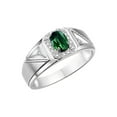 thumbnail image 5 of RYLOS Men's Rings Sterling Silver Classic 7X5MM Oval Gemstone & Diamond Ring Green Sapphire September Birthstone Rings For Men Size 8, 5 of 8