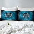 thumbnail image 4 of Nautical Rudder Fitted Sheet,Navigation Ocean Adventure Theme Psychedelic Soft Decorative Fabric Bedding Spider Web Mystic Trippy Teal Black Pocket Twin Size with 1 Pillowcase, 4 of 6