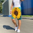 thumbnail image 6 of Sikiie Golden Sunflower in Blue Mens Pajama Shorts, Lounge Pant, Men's shorts，Sleep Pj Shorts for Men-Large, 6 of 6