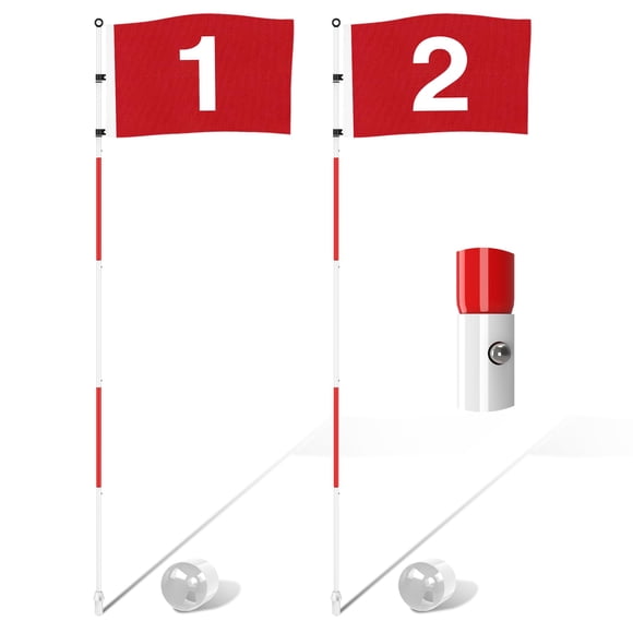 Palo de Bandera de Golf KINGTOP 6 pies Pro Diseño Portátil de 5 Secciones Paquete de 2