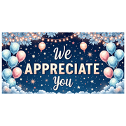 Decorative Design Appreciation Banner Polyester Material WE Gratitude Banner Appreciation Balloons for Employee Recognition Event Indoor Decoration Ceremony