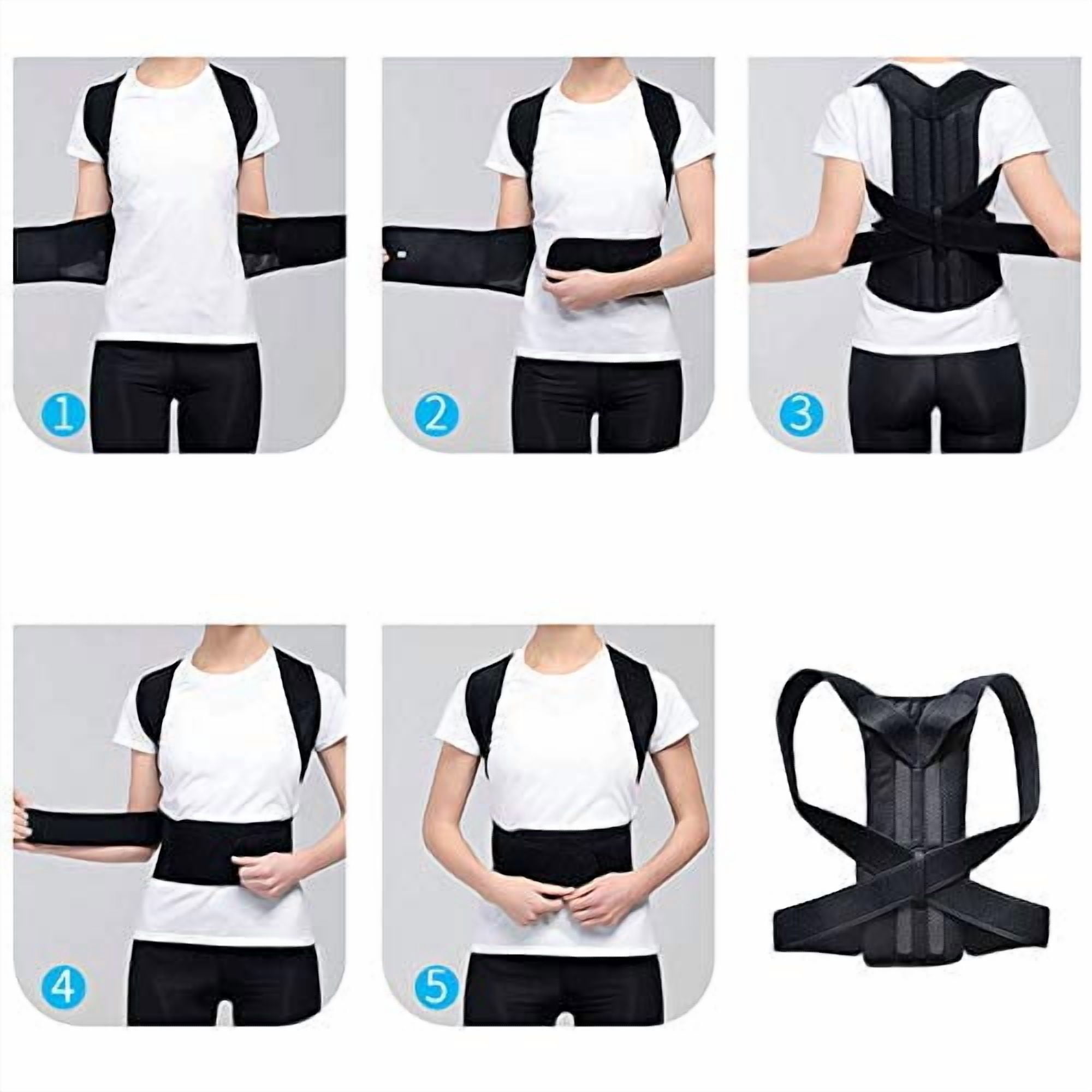 TYPPKMM Adjustable Back Brace, Posture Corrector with Lumbar Support, Fully Adjustable Straps, Large Size