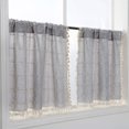 thumbnail image 1 of YoKii Rideaux de Cuisine Boho 36 Pouces de Longueur, Panneau de Fenêtre Court en Coton Lin Style Ferme Moderne Rideaux Café à Pompons Semi-Transparents Petit Rideau Décor (Niveaux - 24 x 36, Gris), 1 of 8