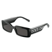 Dolce & Gabbana DG 6187 Plastic Womens Rectangle Sunglasses D&G Logo on Black 53mm Adult