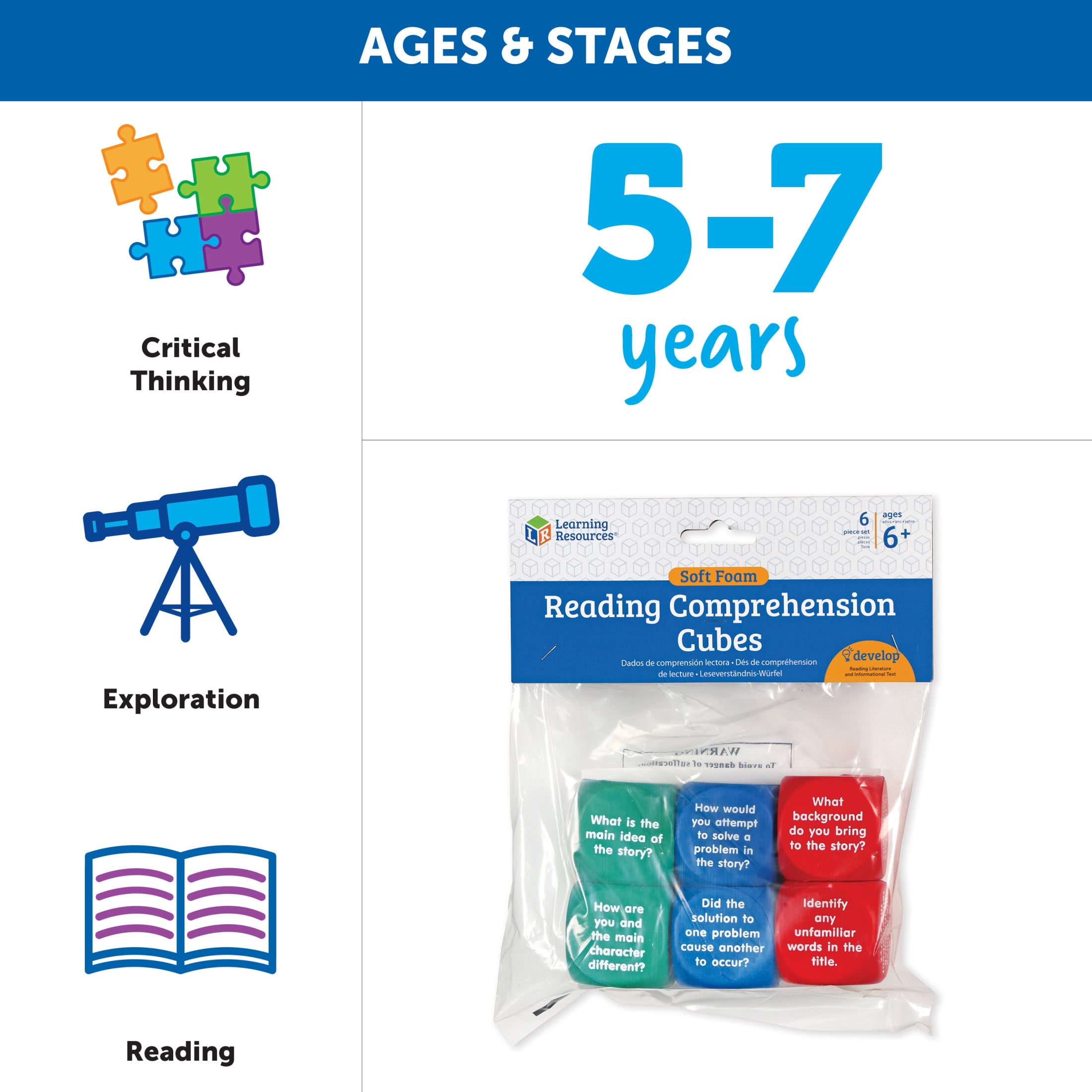 Learning Resources Reading Comprehension Cubes Conversation Starter for Kids, Ages 6+