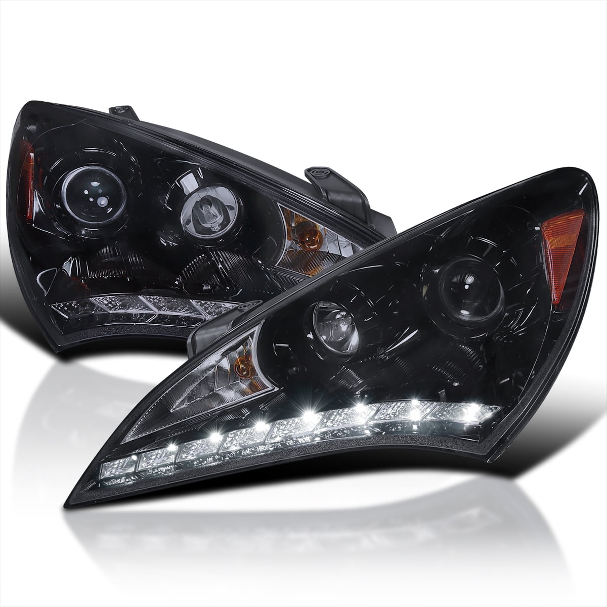 SpecD Tuning Projector Smoke Lens Glossy Black Housing Headlights R8