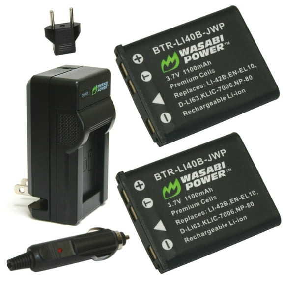 Wasabi Power Battery (2-Pack) and Charger for Kodak KLIC-7006, LB-012