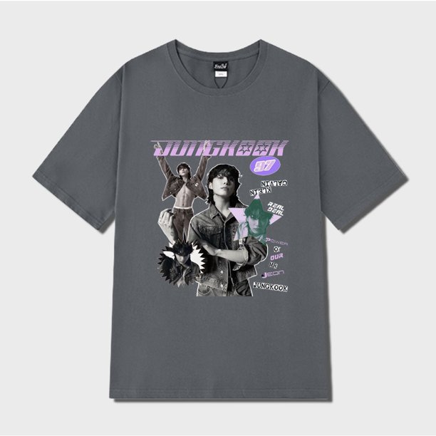 Camiseta KPOP Bangtan JUNGKOOK CK Algodón Hombres Y Mujeres Talla Grande Moda De Verano Suelta Pareja Manga Corta Harajuku Casual Estudiante