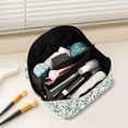 thumbnail image 2 of FORMRS Makeup Bag Travel Cosmetic Organizer for Women Fold Flat Zipper Pouch with Handle, Darker Leafy Pattern, 2 of 8