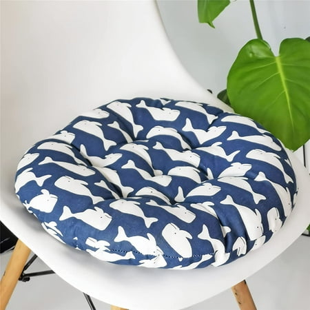 

DanceeMangoo Round Floor Seat Pillow Cushions Cotton Linen Yoga Meditation Pouf Tatami Floor Pillows for Living Room Soft Round Stool Cushion (White Sharks 17.7in)