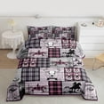 thumbnail image 2 of Erosebridal Pink Western King Bedding Sets Country Cowgirl Comforter Set Wild West Bull Horse Comforter Teen Women,Rustic Farmhouse Buffalo Plaid Quilt 2 Pillow Cases Room Decor, 2 of 7