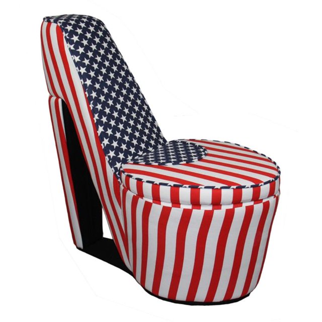 ORE International Chaussures à Talons Hauts Design Chaise de Rangement Design Bleu Daim