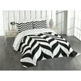 thumbnail image 3 of Ambesonne Modern Quilted Bedspread Set 3 Pcs, Chevron Retro, Queen Size, Black White, 3 of 5