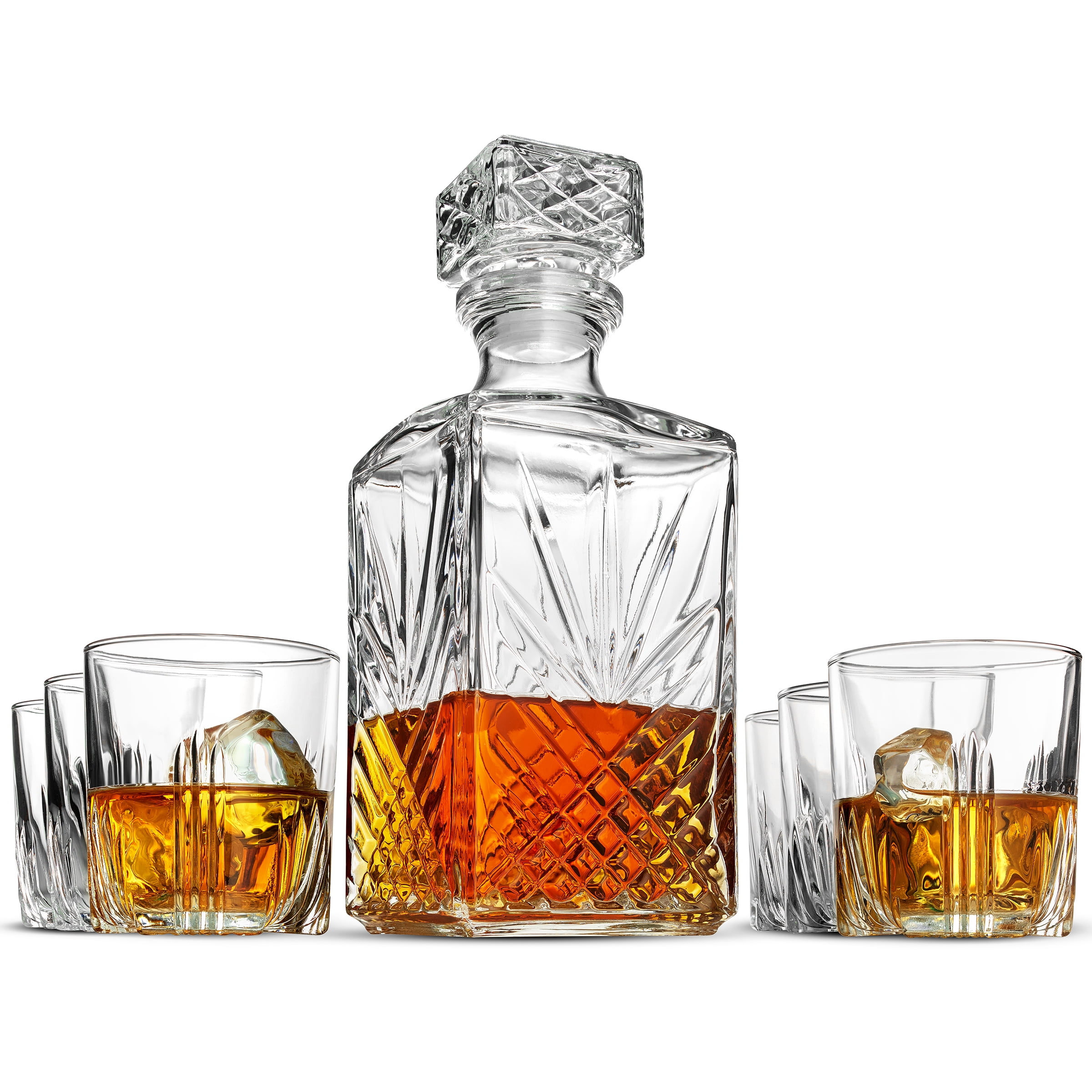7 Piece Smart Glass Table Gift Set Decanter Set with 6 Glasses in Gift Box