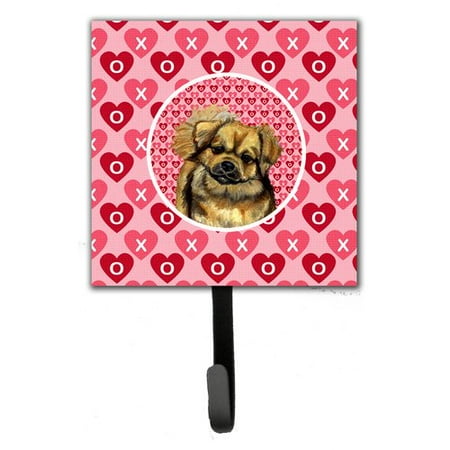 Caroline's Treasures Tibetan Spaniel Valentine's Love and Hearts Leash Holder and Key Hook